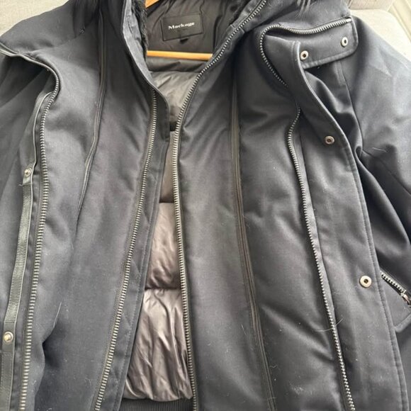 Rare Dark Blue Mackage Dixon Bomber Winter Jacket - Picture 7 of 8